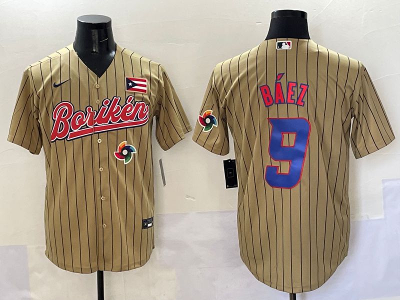 Men Puerto Rico 9 Baez Brown Stripe Joint Name 2025 Nike MLB Jersey style 13